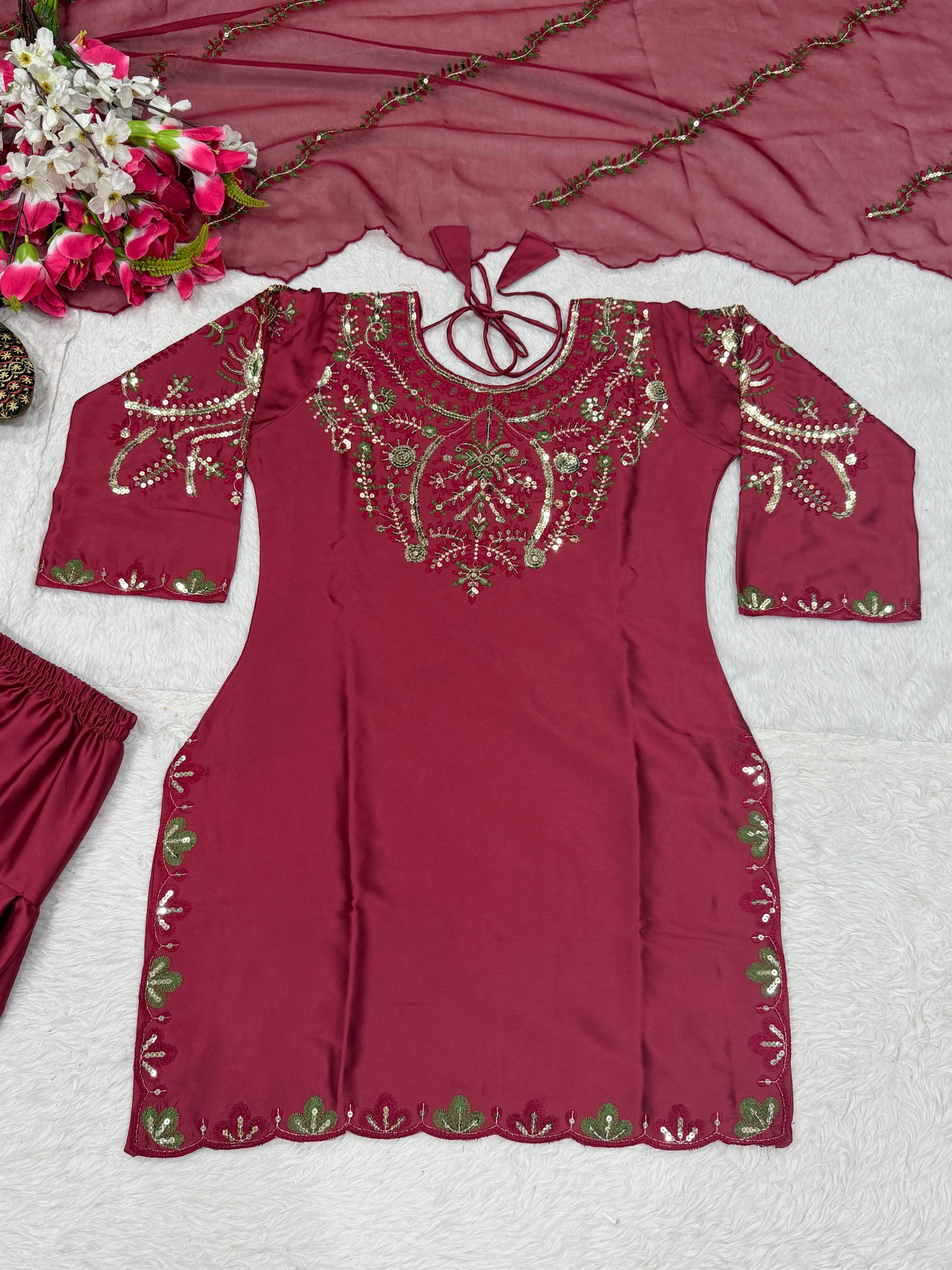 Midnight Oxblood Jewel-Neck Ensemble